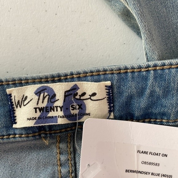 Free People Flare Float On High Rise Distressed Flare Jeans Fray Hem Retro 60's - Picture 8 of 16